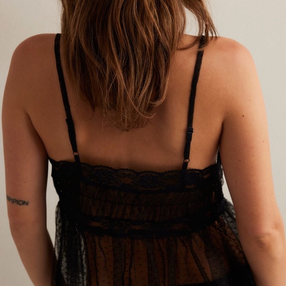 Free People Black Lace Sheer Chemise NWT - Picture 3 of 7